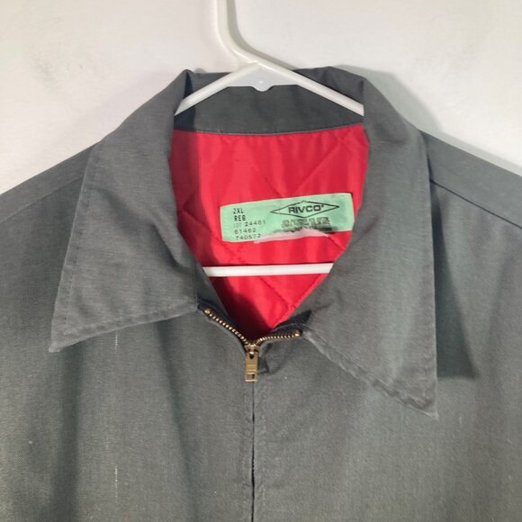 Mens Vintage Rivco Insulated Work Utility Jacket Green Red 2XL Polyester Cotton - Picture 5 of 10